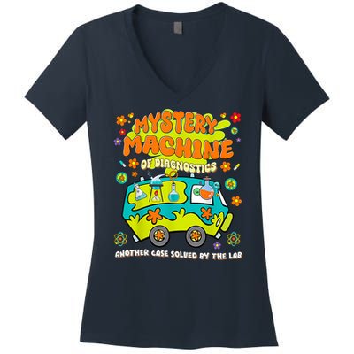 Med Lab Tech Lab Week 2025 Mystery Machine of Diagnostics Women's V-Neck T-Shirt