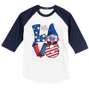 Medical Laboratory Technician Love 4th Of July Gnome Usa Funny Gift Baseball Sleeve Shirt