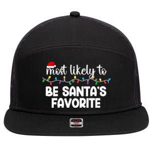 Most Likely To Family Gift Pajamas Christmas Funny Gift 7 Panel Mesh Trucker Snapback Hat