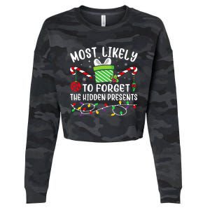 Most Likely To Forget The Hidden Presents Funny Christmas  Cropped Pullover Crew