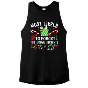 Most Likely To Forget The Hidden Presents Funny Christmas  Ladies PosiCharge Tri-Blend Wicking Tank