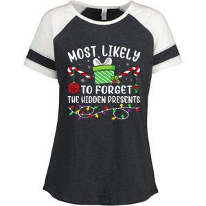 Most Likely To Forget The Hidden Presents Funny Christmas  Enza Ladies Jersey Colorblock Tee