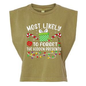 Most Likely To Forget The Hidden Presents Funny Christmas  Garment-Dyed Women's Muscle Tee