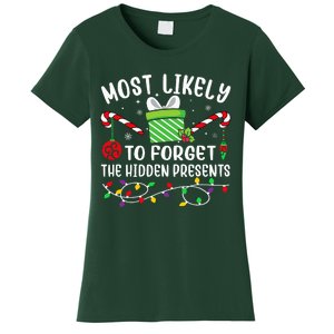 Most Likely To Forget The Hidden Presents Funny Christmas  Women's T-Shirt