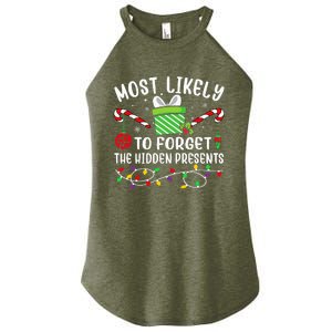 Most Likely To Forget The Hidden Presents Funny Christmas  Women's Perfect Tri Rocker Tank