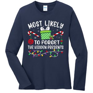 Most Likely To Forget The Hidden Presents Funny Christmas  Ladies Long Sleeve Shirt