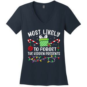 Most Likely To Forget The Hidden Presents Funny Christmas  Women's V-Neck T-Shirt