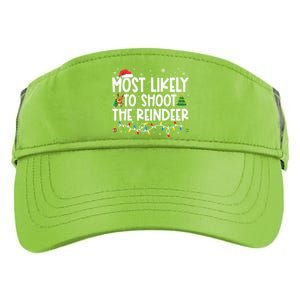 Most Likely To Christmas Shoot The Reindeer Family Group Gift Adult Drive Performance Visor