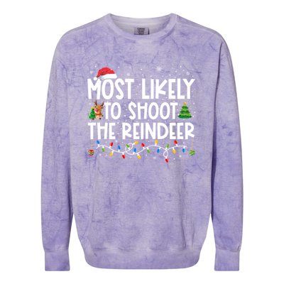 Most Likely To Christmas Shoot The Reindeer Family Group Gift Colorblast Crewneck Sweatshirt