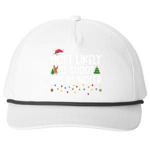 Most Likely To Christmas Shoot The Reindeer Family Group Gift Snapback Five-Panel Rope Hat