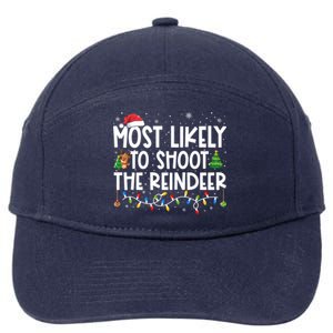 Most Likely To Christmas Shoot The Reindeer Family Group Gift 7-Panel Snapback Hat