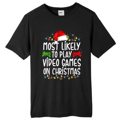 Most Likely To Play Video Games On Christmas Gamer Lovers Tall Fusion ChromaSoft Performance T-Shirt