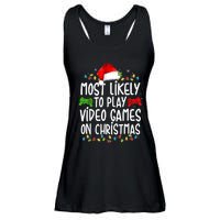 Most Likely To Play Video Games On Christmas Gamer Lovers Ladies Essential Flowy Tank