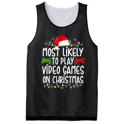 Most Likely To Play Video Games On Christmas Gamer Lovers Mesh Reversible Basketball Jersey Tank