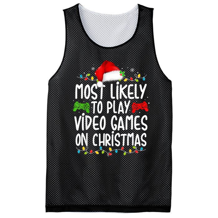 Most Likely To Play Video Games On Christmas Gamer Lovers Mesh Reversible Basketball Jersey Tank