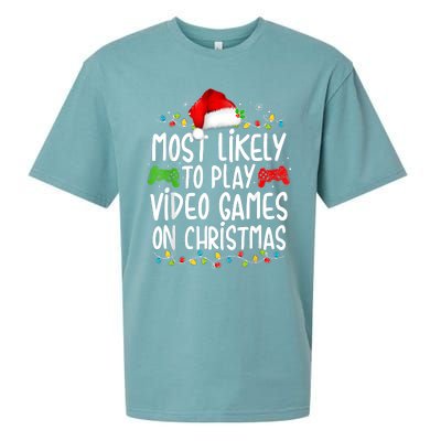 Most Likely To Play Video Games On Christmas Gamer Lovers Sueded Cloud Jersey T-Shirt