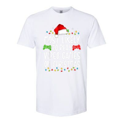 Most Likely To Play Video Games On Christmas Gamer Lovers Softstyle CVC T-Shirt