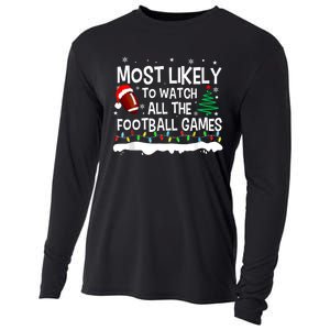 Most Likely To Watch All Football Games Christmas Cooling Performance Long Sleeve Crew