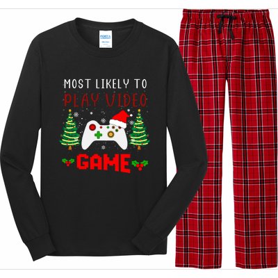 Most Likely To Play Video Game Christmas Santa Gaming Gift Long Sleeve Pajama Set