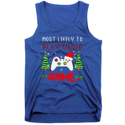 Most Likely To Play Video Game Christmas Santa Gaming Gift Tank Top