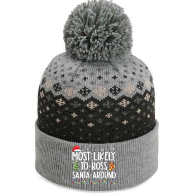 Most Likely To Boss Santa Around Shirts Funny Christmas The Baniff Cuffed Pom Beanie