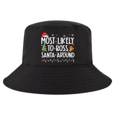 Most Likely To Boss Santa Around Shirts Funny Christmas Cool Comfort Performance Bucket Hat