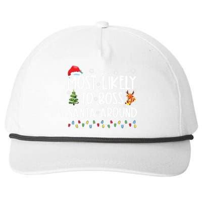 Most Likely To Boss Santa Around Shirts Funny Christmas Snapback Five-Panel Rope Hat