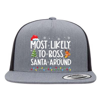 Most Likely To Boss Santa Around Shirts Funny Christmas Flat Bill Trucker Hat