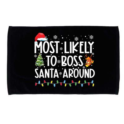 Most Likely To Boss Santa Around Shirts Funny Christmas Microfiber Hand Towel