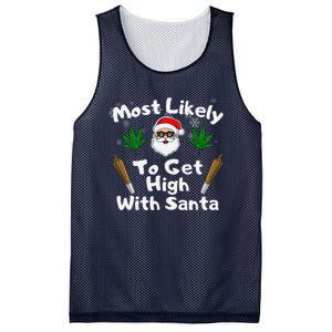 Most Likely To Get High With Santa Christmas Weed Mesh Reversible Basketball Jersey Tank