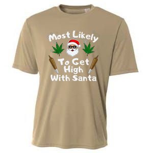 Most Likely To Get High With Santa Christmas Weed Cooling Performance Crew T-Shirt