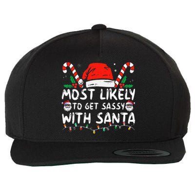 Most Likely To Get Sassy With Santa Christmas Matching Wool Snapback Cap