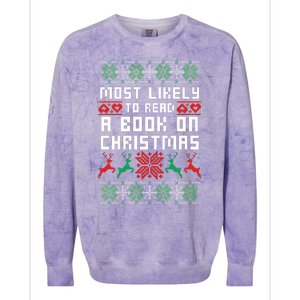 Most Likely To Read A Book On Christmas Colorblast Crewneck Sweatshirt