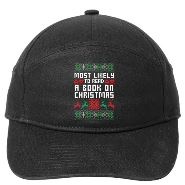 Most Likely To Read A Book On Christmas 7-Panel Snapback Hat