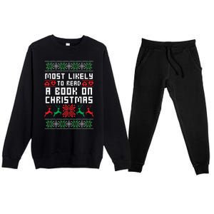 Most Likely To Read A Book On Christmas Premium Crewneck Sweatsuit Set