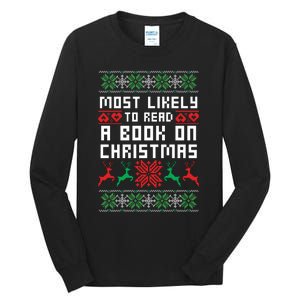 Most Likely To Read A Book On Christmas Tall Long Sleeve T-Shirt