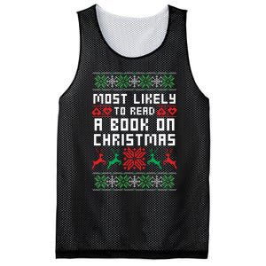 Most Likely To Read A Book On Christmas Mesh Reversible Basketball Jersey Tank