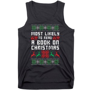 Most Likely To Read A Book On Christmas Tank Top