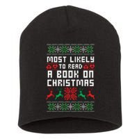 Most Likely To Read A Book On Christmas Short Acrylic Beanie