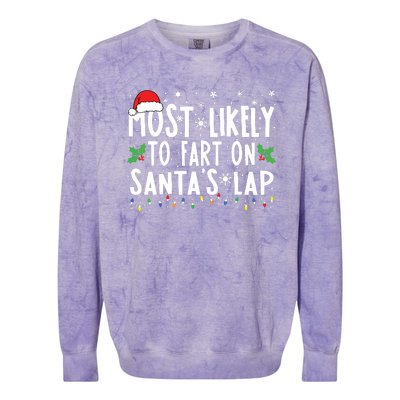 Most Likely To Fart On Santas Lap Family Matching Christmas Colorblast Crewneck Sweatshirt