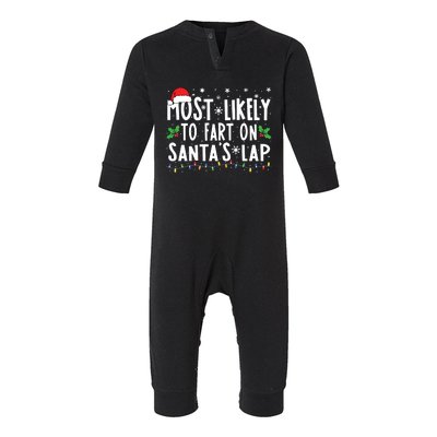 Most Likely To Fart On Santas Lap Family Matching Christmas Infant Fleece One Piece