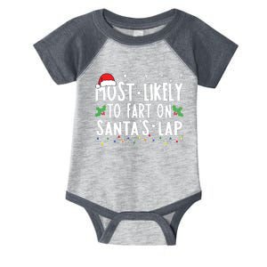 Most Likely To Fart On Santas Lap Family Matching Christmas Infant Baby Jersey Bodysuit