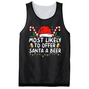 Most Likely To Offer Santa A Beer Funny Drinking Christmas Mesh Reversible Basketball Jersey Tank