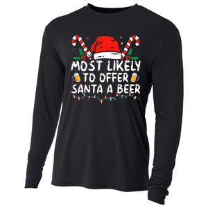 Most Likely To Offer Santa A Beer Funny Drinking Christmas Cooling Performance Long Sleeve Crew