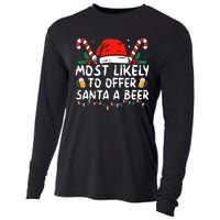 Most Likely To Offer Santa A Beer Funny Drinking Christmas Cooling Performance Long Sleeve Crew