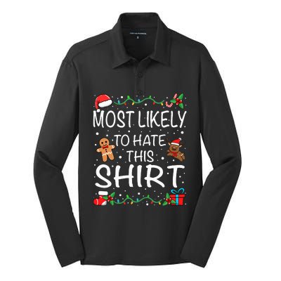 Most Likely To Hate This Family Christmas Silk Touch Performance Long Sleeve Polo