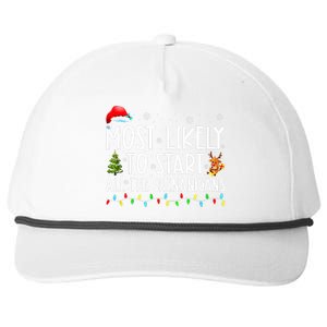 Most Likely To Start All The Shenanigans Family Xmas Holiday Snapback Five-Panel Rope Hat