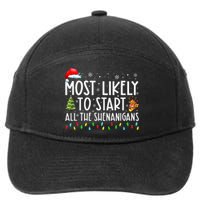 Most Likely To Start All The Shenanigans Family Xmas Holiday 7-Panel Snapback Hat