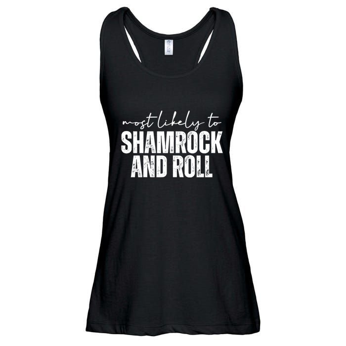 Most Likely To Shamrock And Roll St Patricks Ladies Essential Flowy Tank