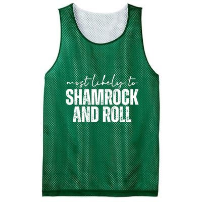 Most Likely To Shamrock And Roll St Patricks Mesh Reversible Basketball Jersey Tank